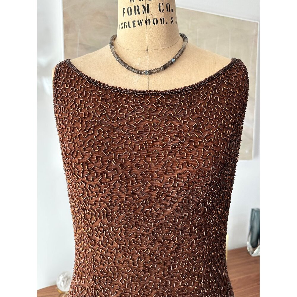 Beaded Silk Party Dress with perfect Czech Glass Bugle beading